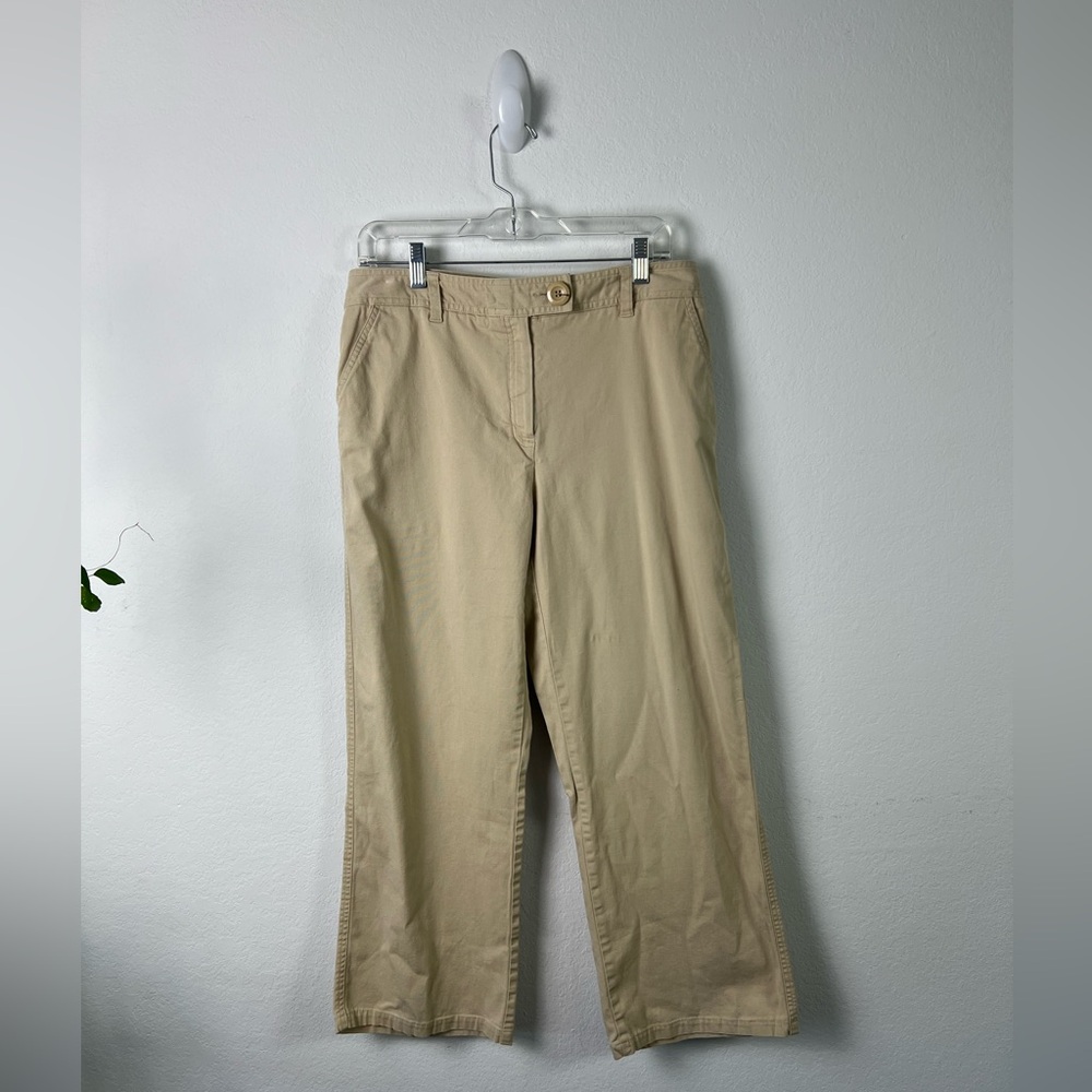 Emma James Tan Cotton Blend Stretch Straight Leg Ankle Pants